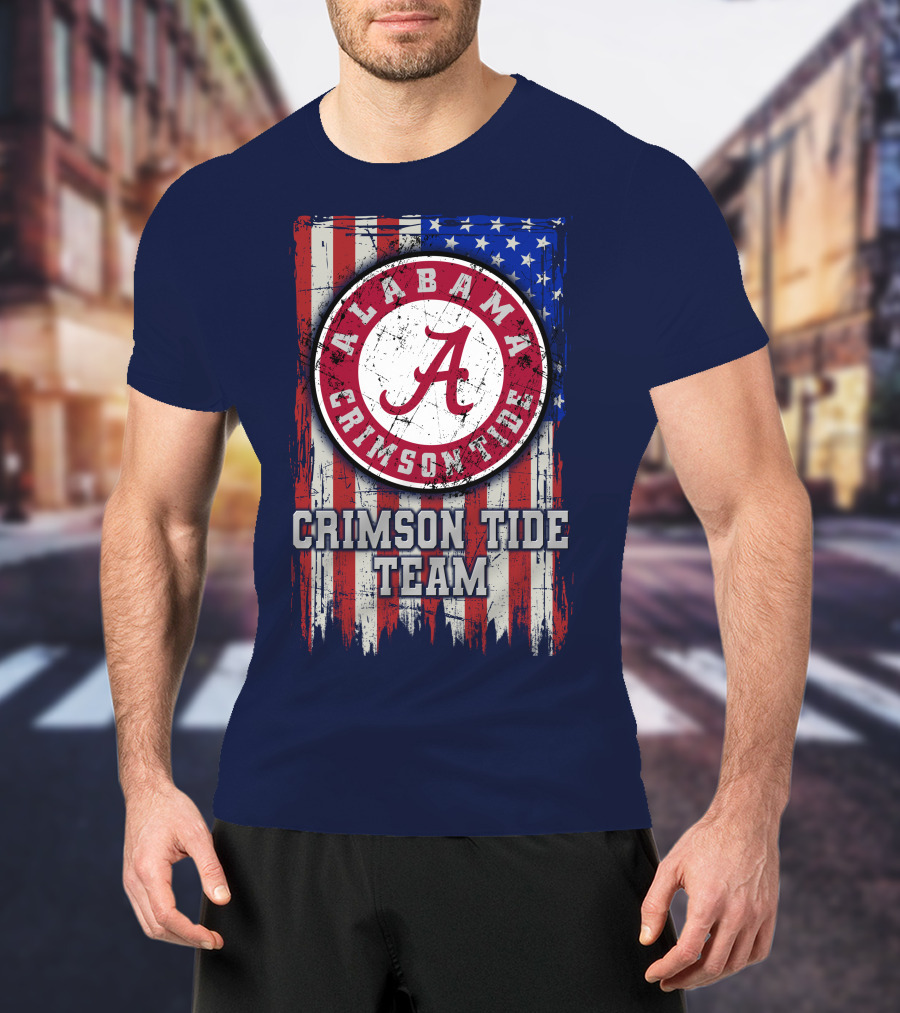 Alabama Crimson Tide Team Flag Usa T-Shirt