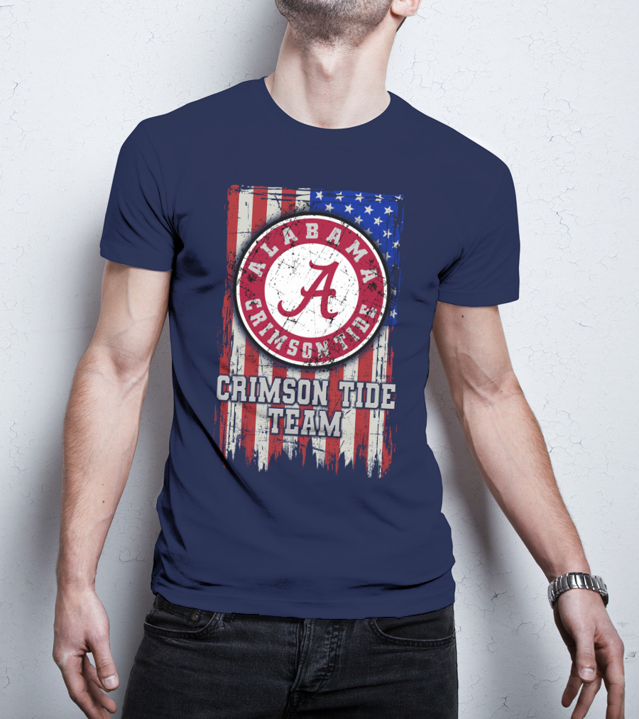 Alabama Crimson Tide Team Flag Usa T-Shirt