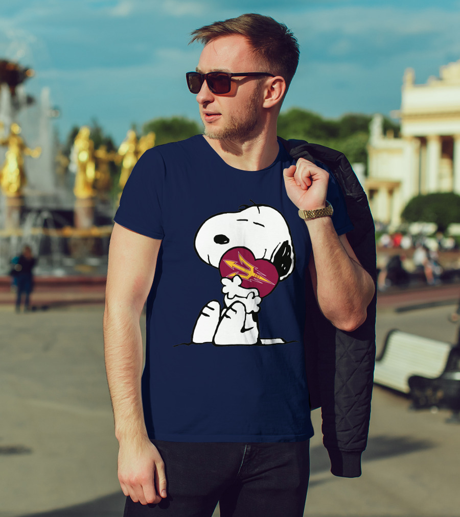 Arizona State Sun Devils Snoopy Heart Hugging T-Shirt