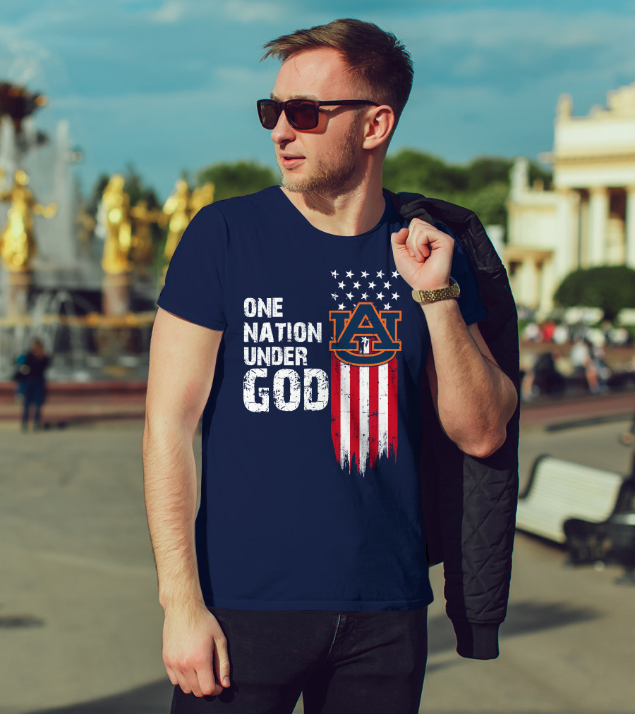 One Nation Under God Auburn Tigers Logo Stars And Stripes T-Shirt