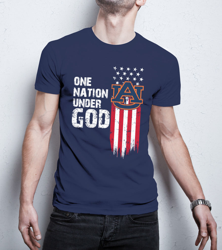 One Nation Under God Auburn Tigers Logo Stars And Stripes T-Shirt