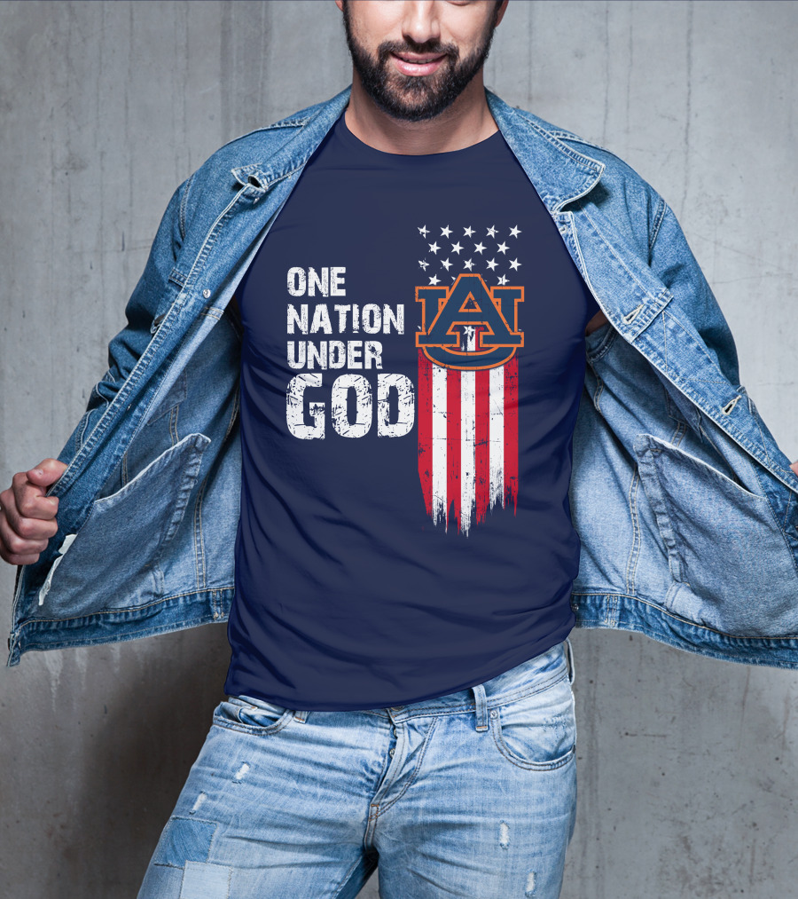 One Nation Under God Auburn Tigers Logo Stars And Stripes T-Shirt