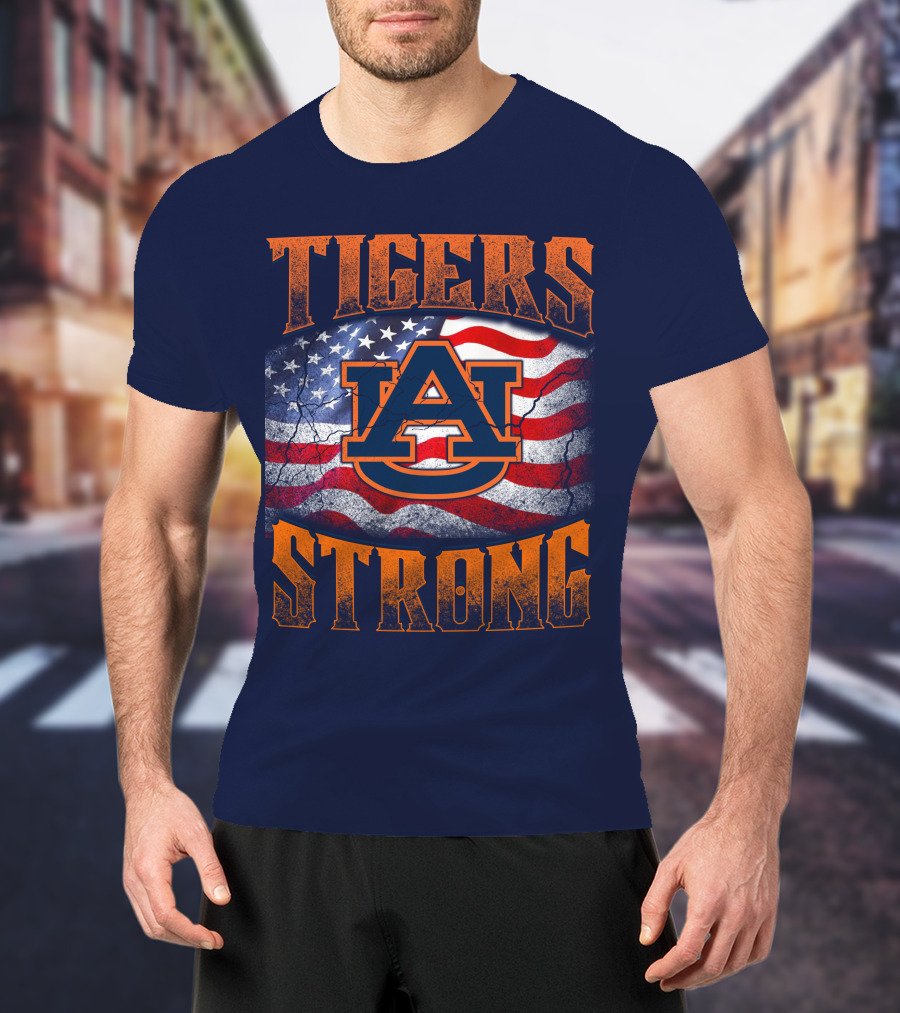 Auburn Tigers Strong American Flag T-Shirt