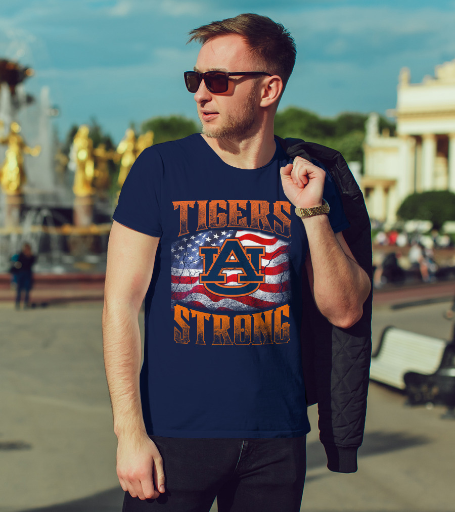 Auburn Tigers Strong American Flag T-Shirt
