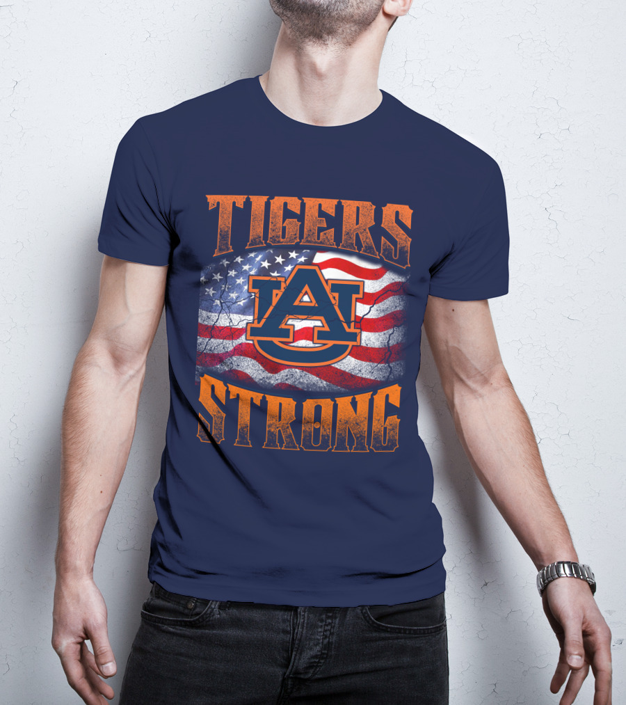 Auburn Tigers Strong American Flag T-Shirt
