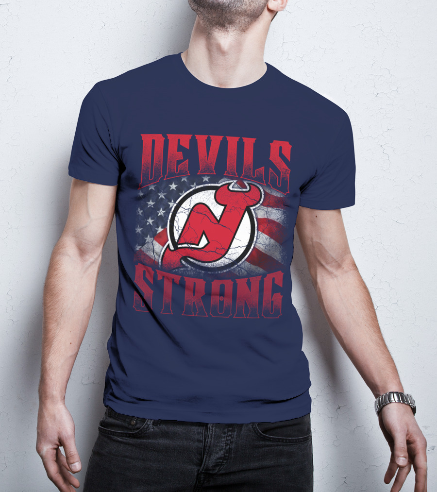 New Jersey Devils Strong Usa Flag T-Shirt