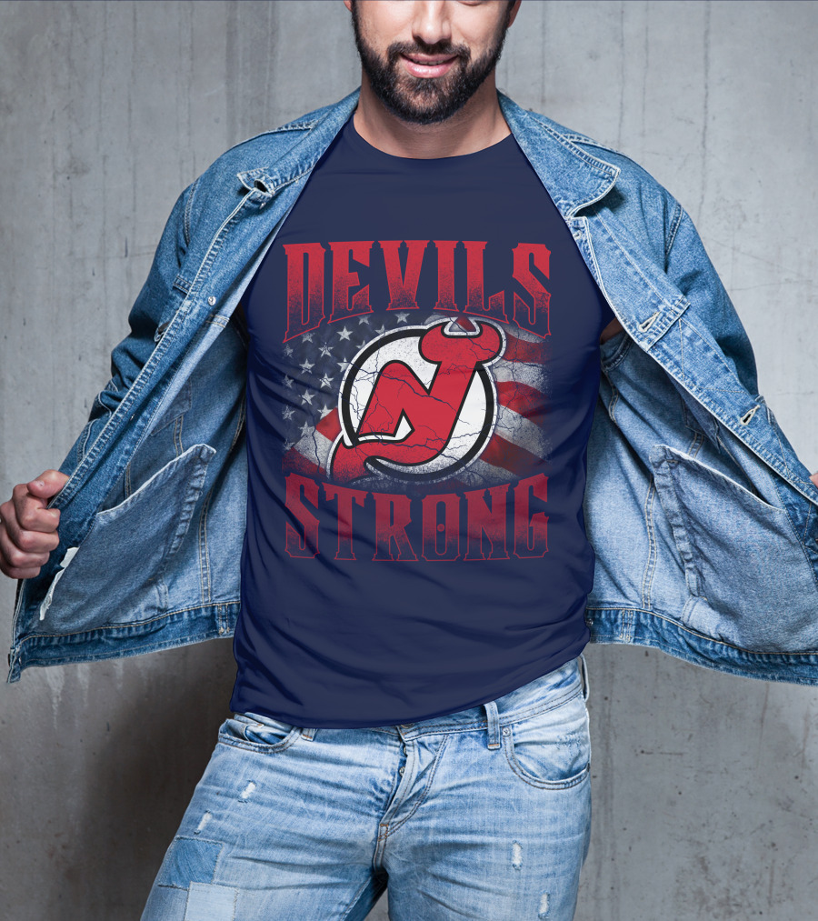 New Jersey Devils Strong Usa Flag T-Shirt