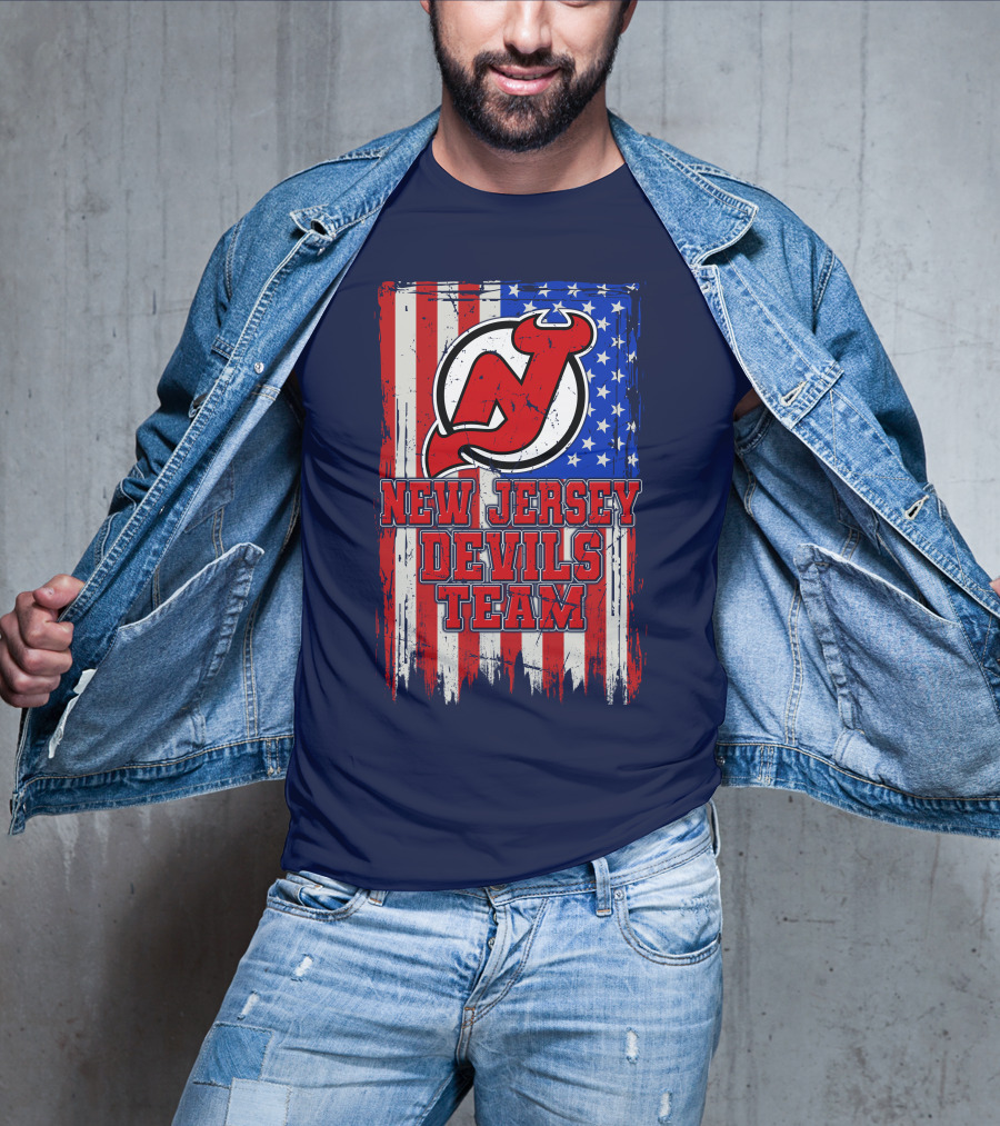 New Jersey Devils Team American Flag T-Shirt