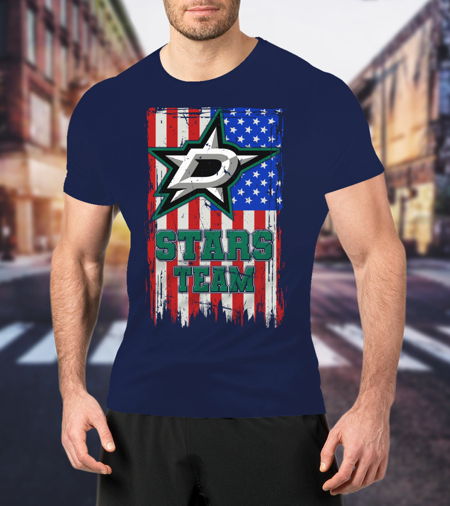 Stars Team Dallas American Flag T-Shirt