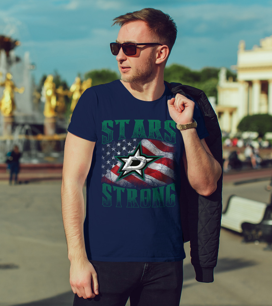 Dallas Stars Strong Usa Flag T-Shirt