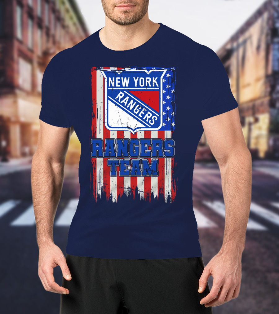 New York Rangers Team American Flag Style T-Shirt