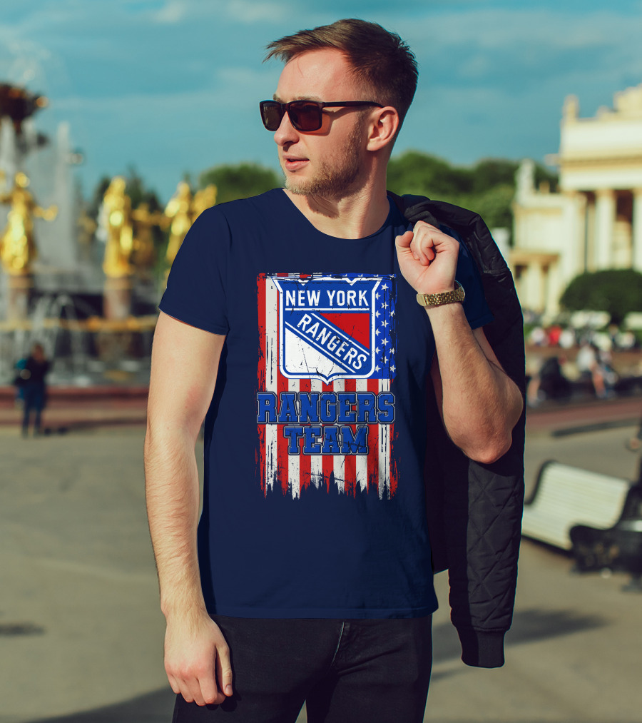 New York Rangers Team American Flag Style T-Shirt
