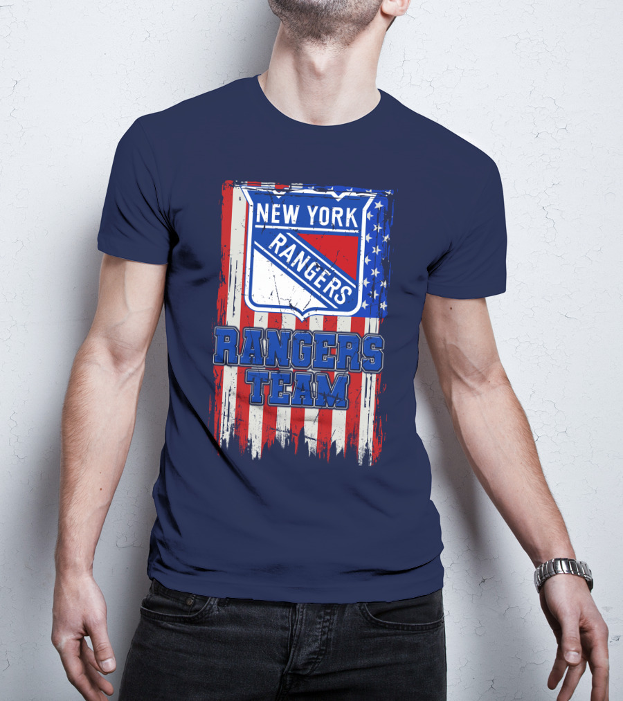 New York Rangers Team American Flag Style T-Shirt