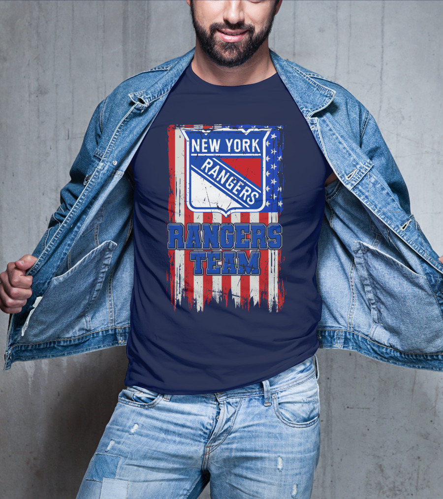New York Rangers Team American Flag Style T-Shirt