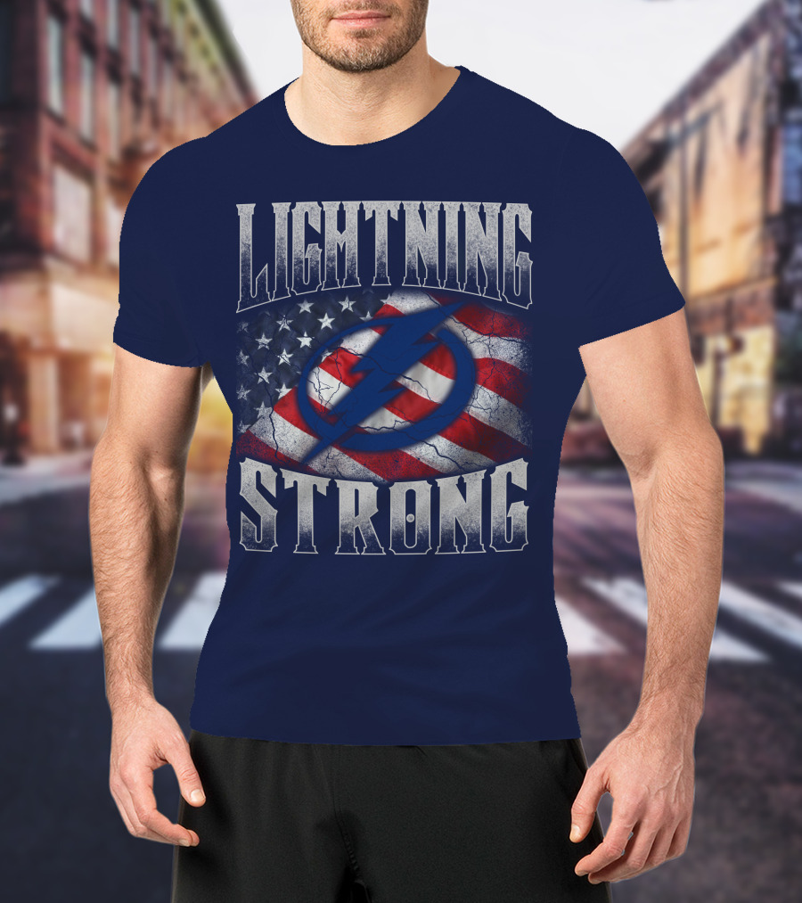 Tampa Bay Lightning Strong American Flag T-Shirt
