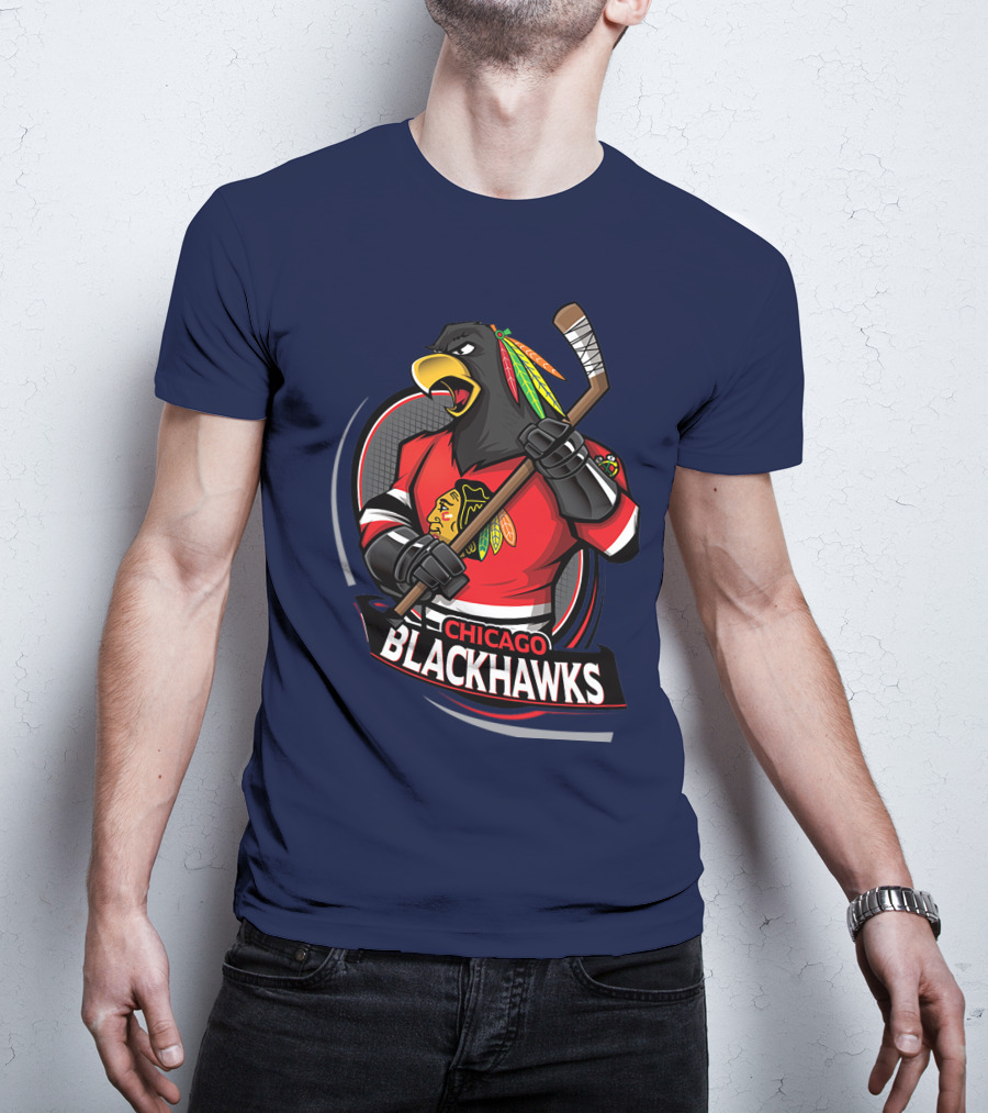 Chicago Blackhawks Hockey Logo Bird Mascot T-Shirt