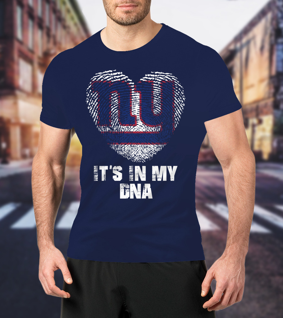 New York Giants It's In My Dna Heart Fingerprint T-Shirt