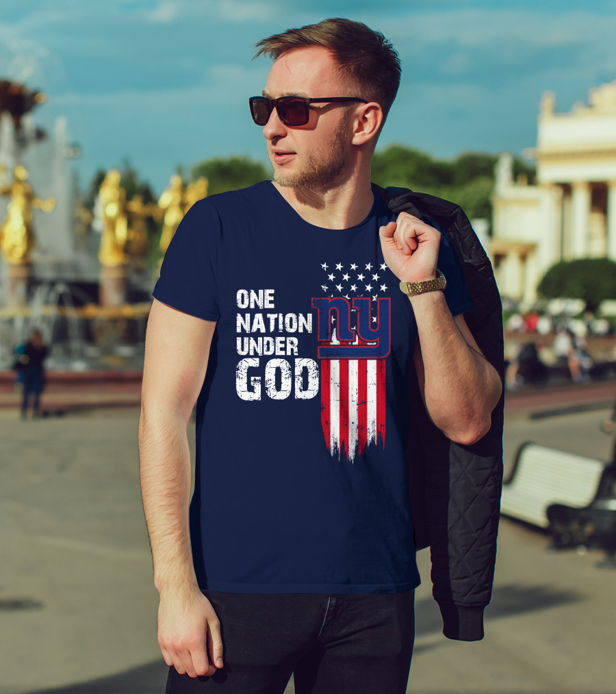 One Nation Under God Ny American Flag Design New York Giants T-Shirt