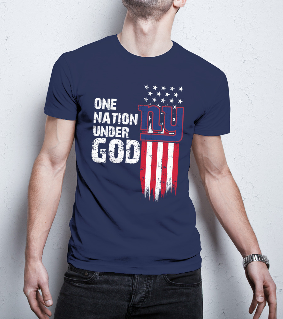One Nation Under God Ny American Flag Design New York Giants T-Shirt
