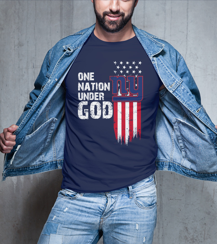 One Nation Under God Ny American Flag Design New York Giants T-Shirt