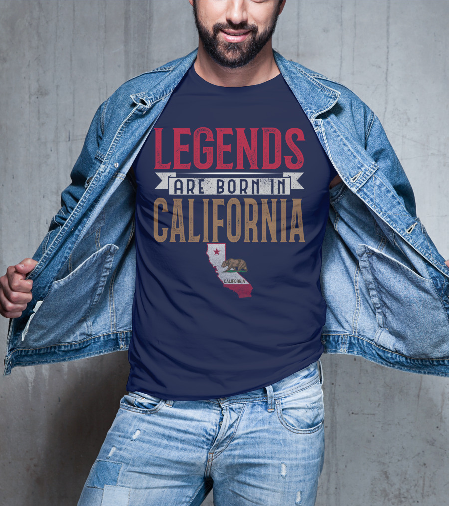 Legends Are Born In California State Flag Bear T-Shirt