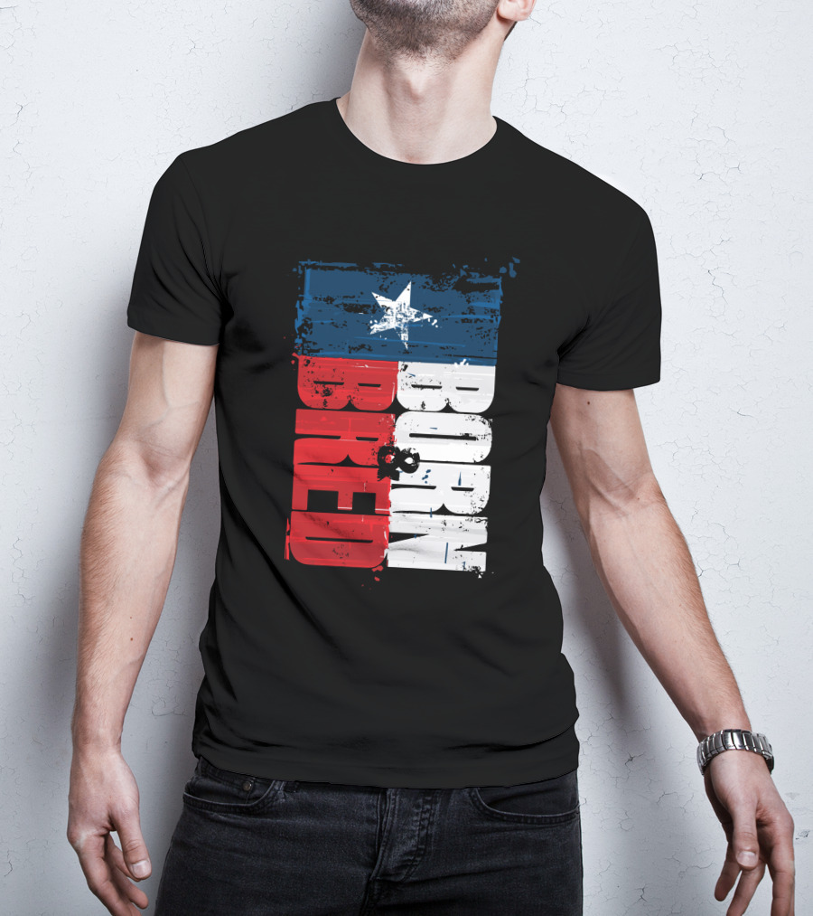 Born & Bred Texas Flag Star Grunge Style T-Shirt