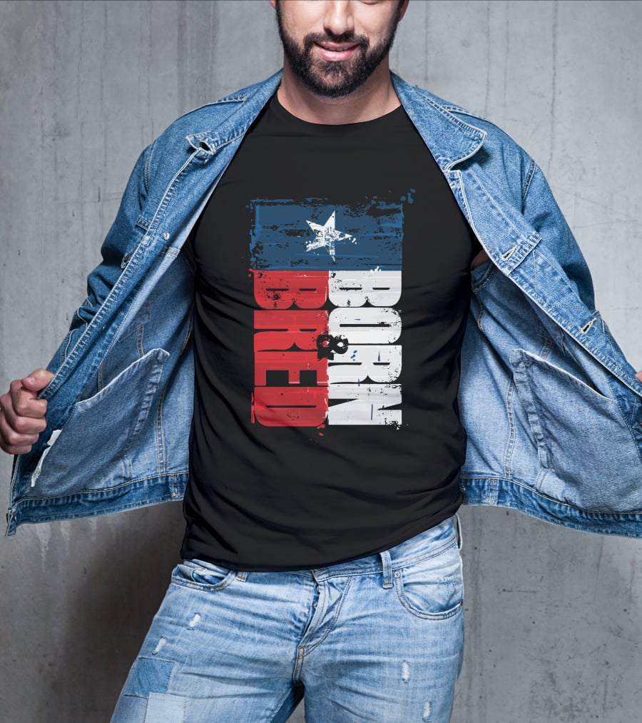 Born & Bred Texas Flag Star Grunge Style T-Shirt