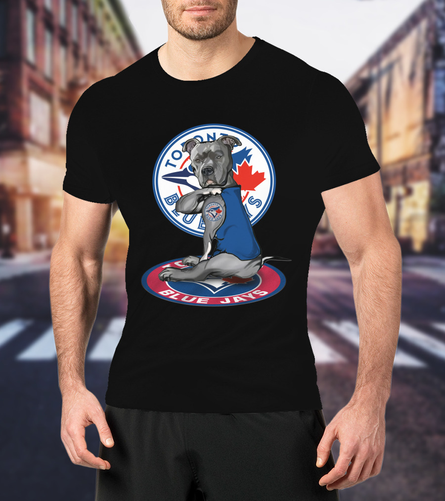 Toronto Blue Jays Dog Mascot With Logo And Canadian Maple Leaf T-Shirt