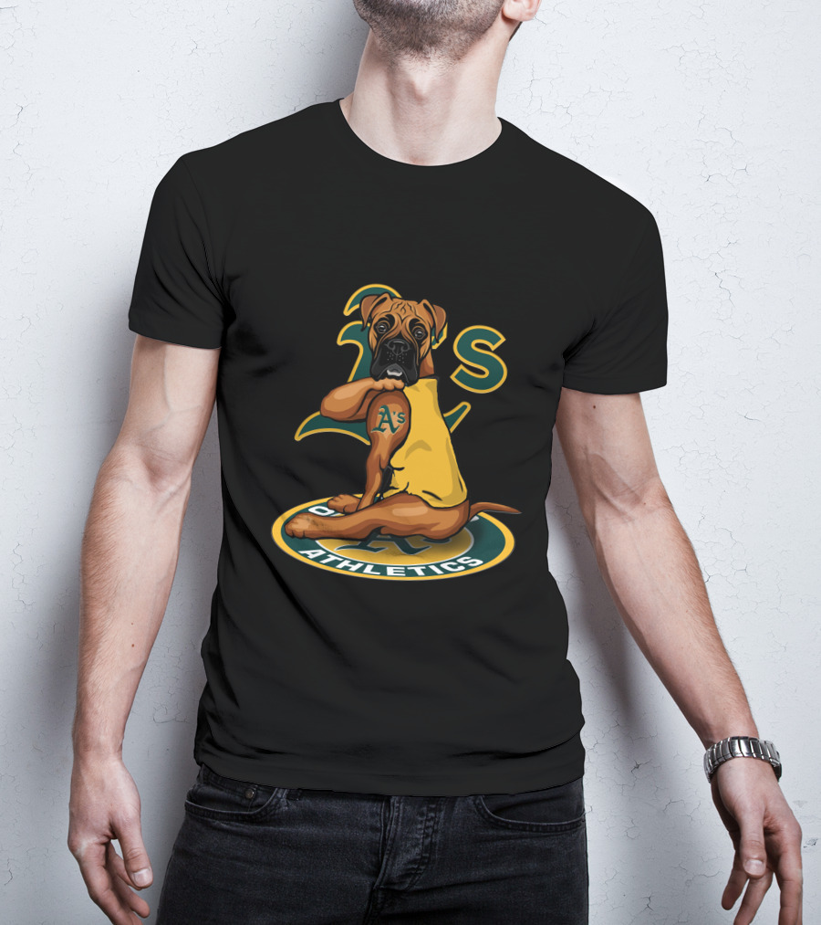 Oakland Athletics Dog With A's Logo And Team Colors T-Shirt