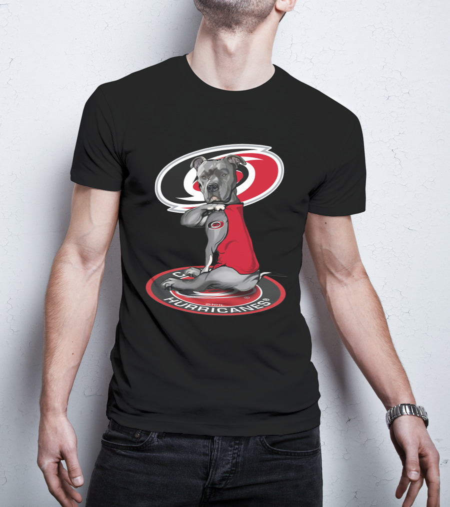 Carolina Hurricanes Dog With Logo Red And Black T-Shirt