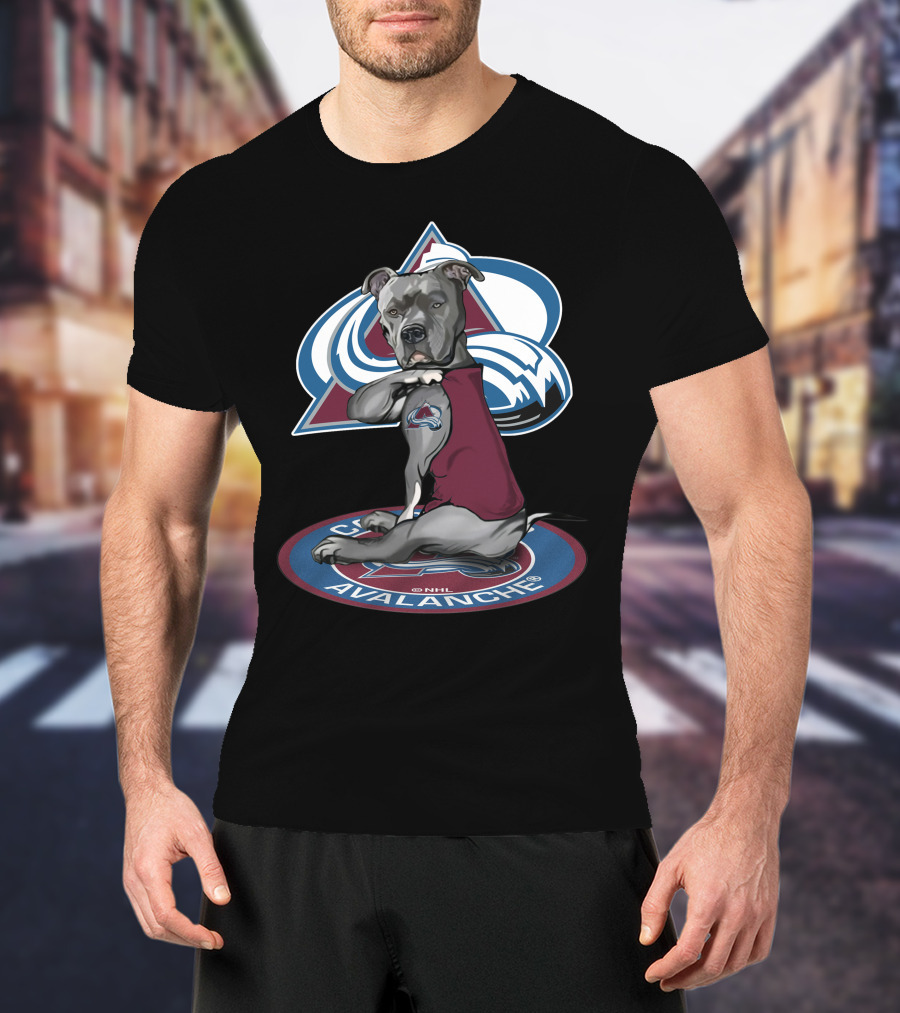 Colorado Avalanche Dog With Team Logo Tattoo And Jersey Nhl T-Shirt