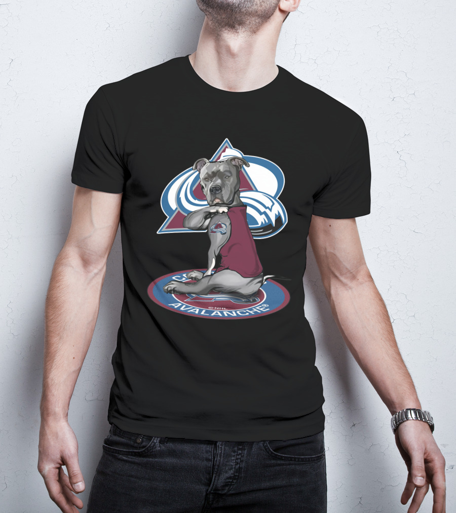 Colorado Avalanche Dog With Team Logo Tattoo And Jersey Nhl T-Shirt