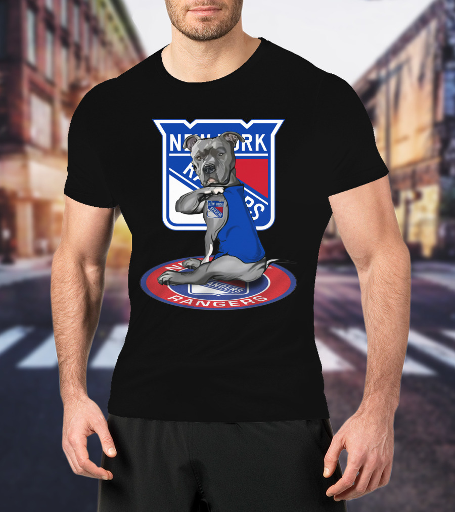 New York Rangers Dog Wearing Blue Jersey T-Shirt