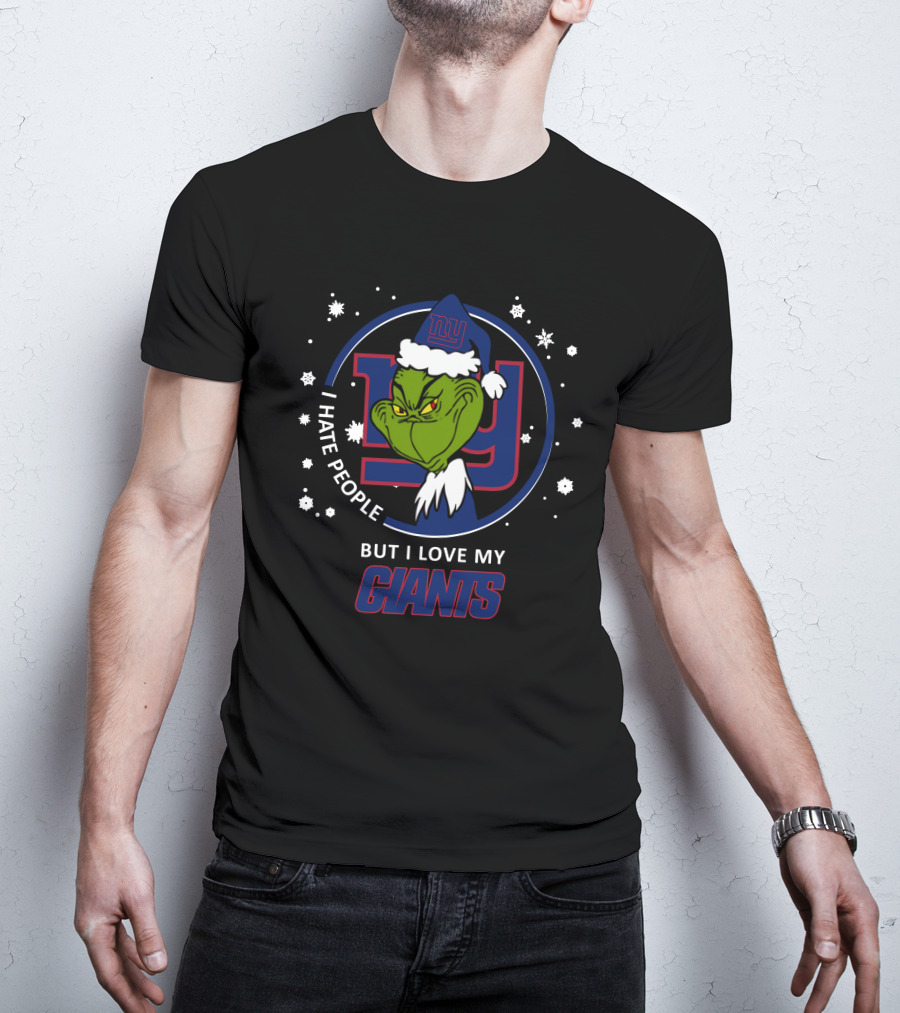 I Hate People But I Love My New York Giants Grinch Snowflakes T-Shirt