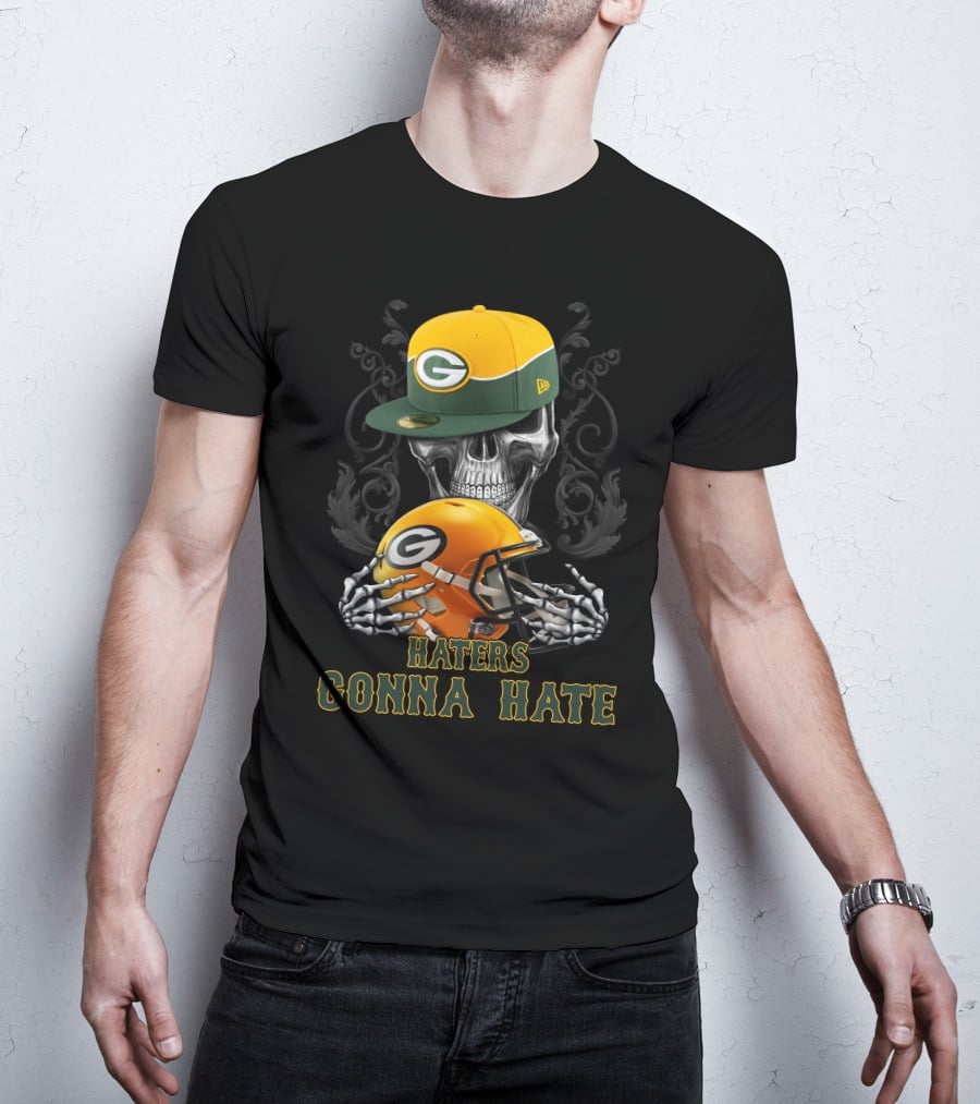 Haters Gonna Hate Green Bay Packers Skull Helmet Cap T-Shirt