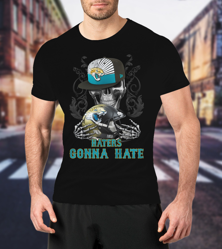 Jacksonville Jaguars Haters Gonna Hate Skull Helmet Cap T-Shirt