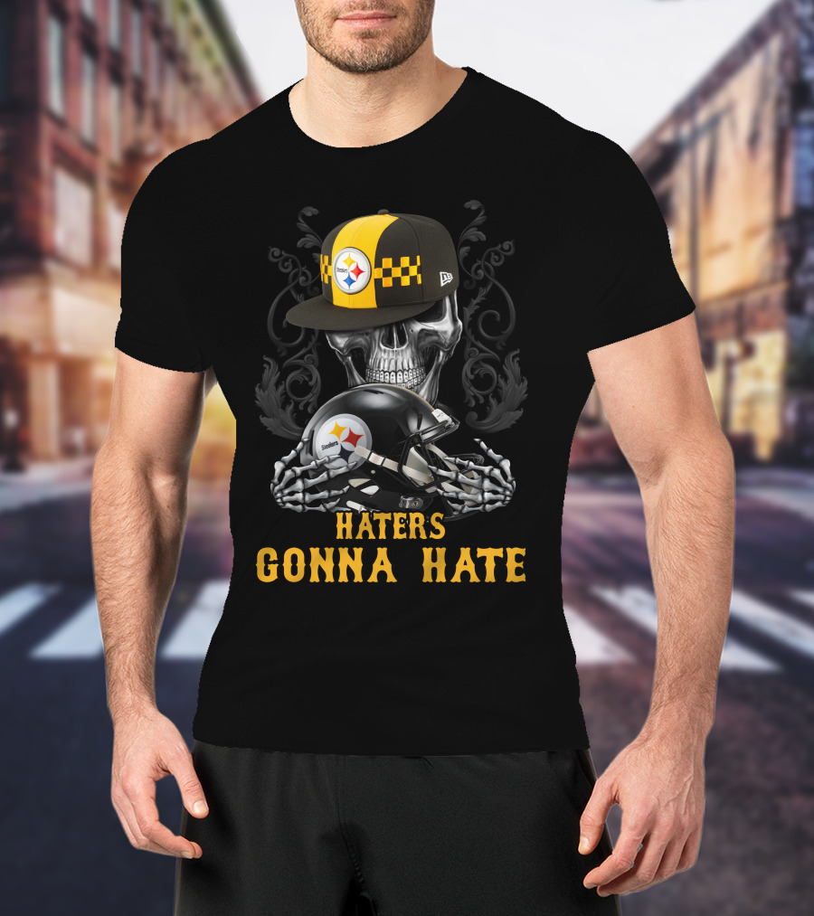 Haters Gonna Hate Pittsburgh Steelers Skull With Helmets T-Shirt