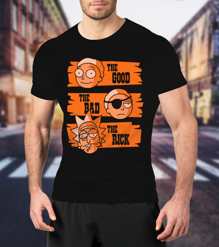 The Good The Bad The Rick Faces Iconic T-Shirt