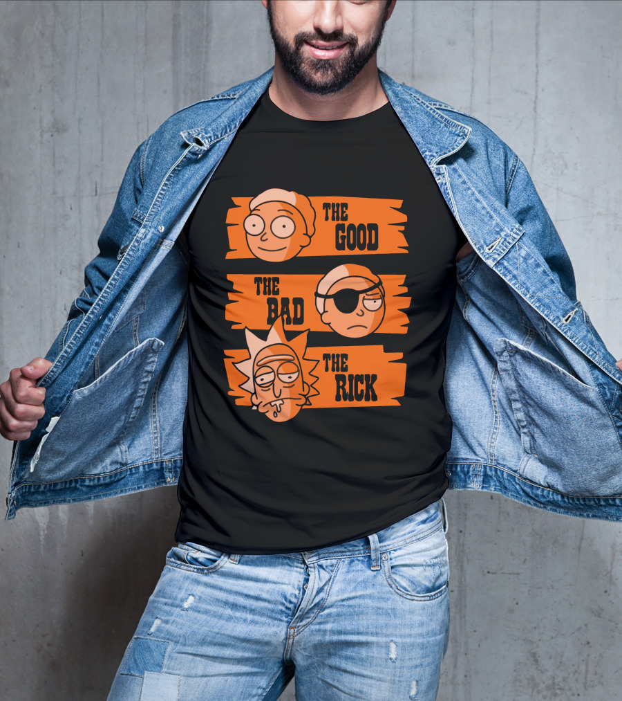 The Good The Bad The Rick Faces Iconic T-Shirt