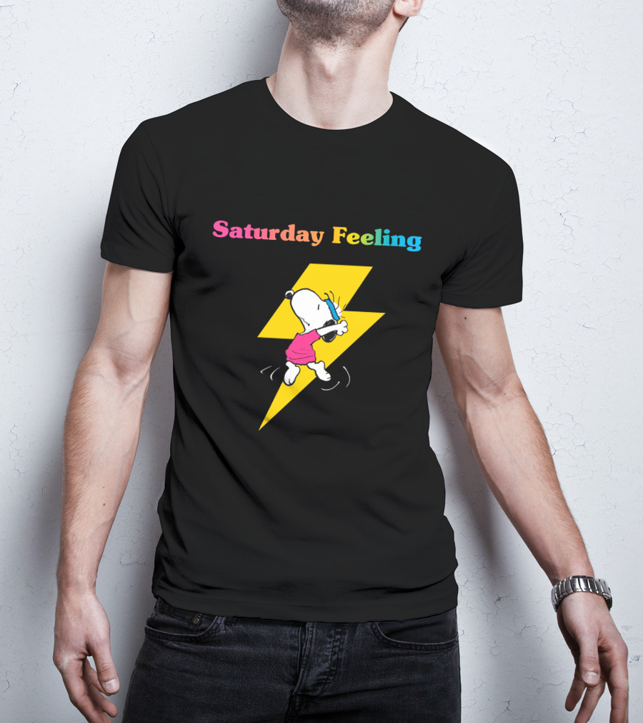 Saturday Feeling Snoopy Dancing Lightning Bolt T-Shirt