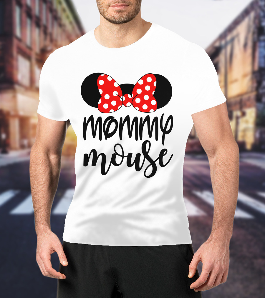 Mommy Mouse Red Polka Dot Bow Ears T-Shirt