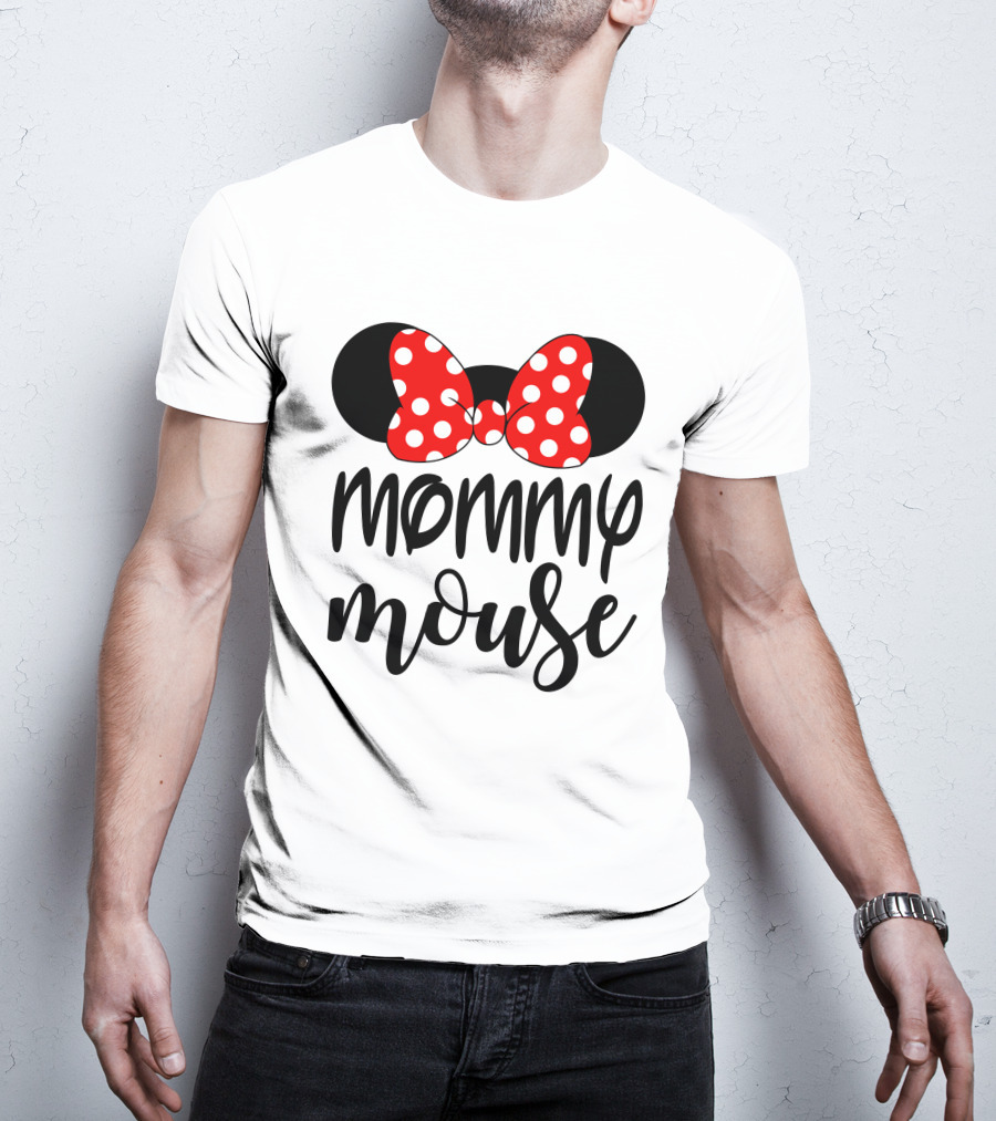 Mommy Mouse Red Polka Dot Bow Ears T-Shirt