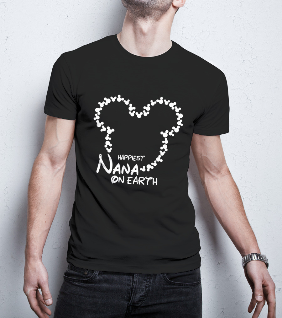 Happiest Nana On Earth Disney Mickey Mouse Ears Heart T-Shirt