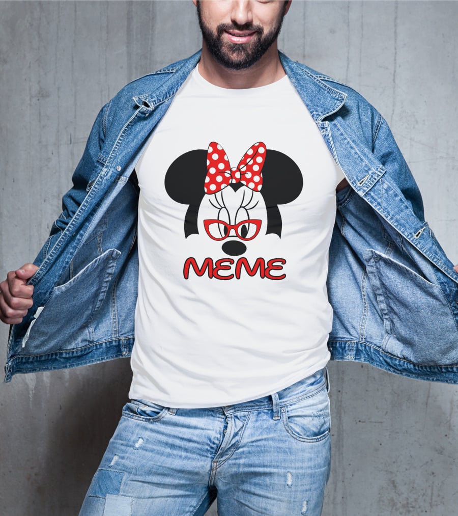 Minnie Meme Red Glasses Bow Dots T-Shirt