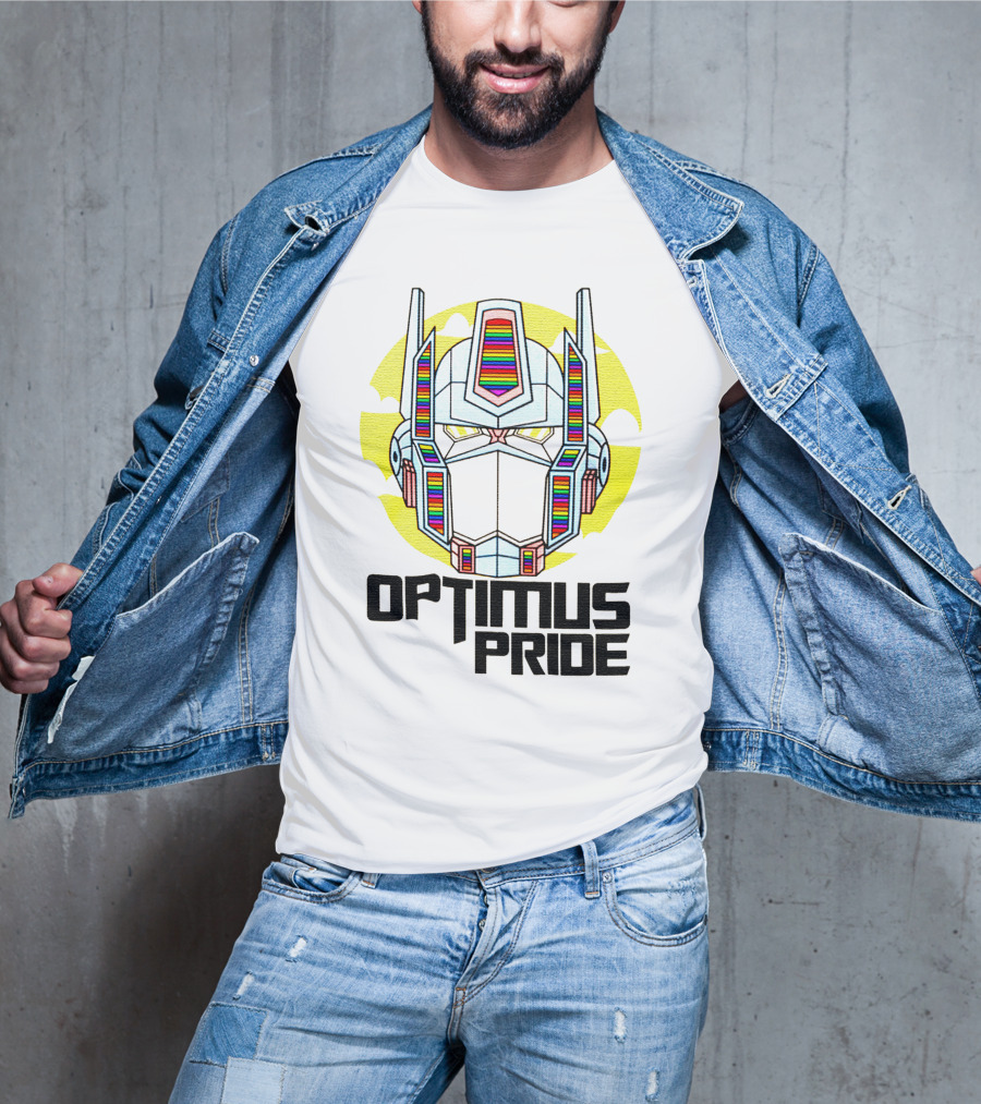 Optimus Pride Rainbow Robot Face T-Shirt