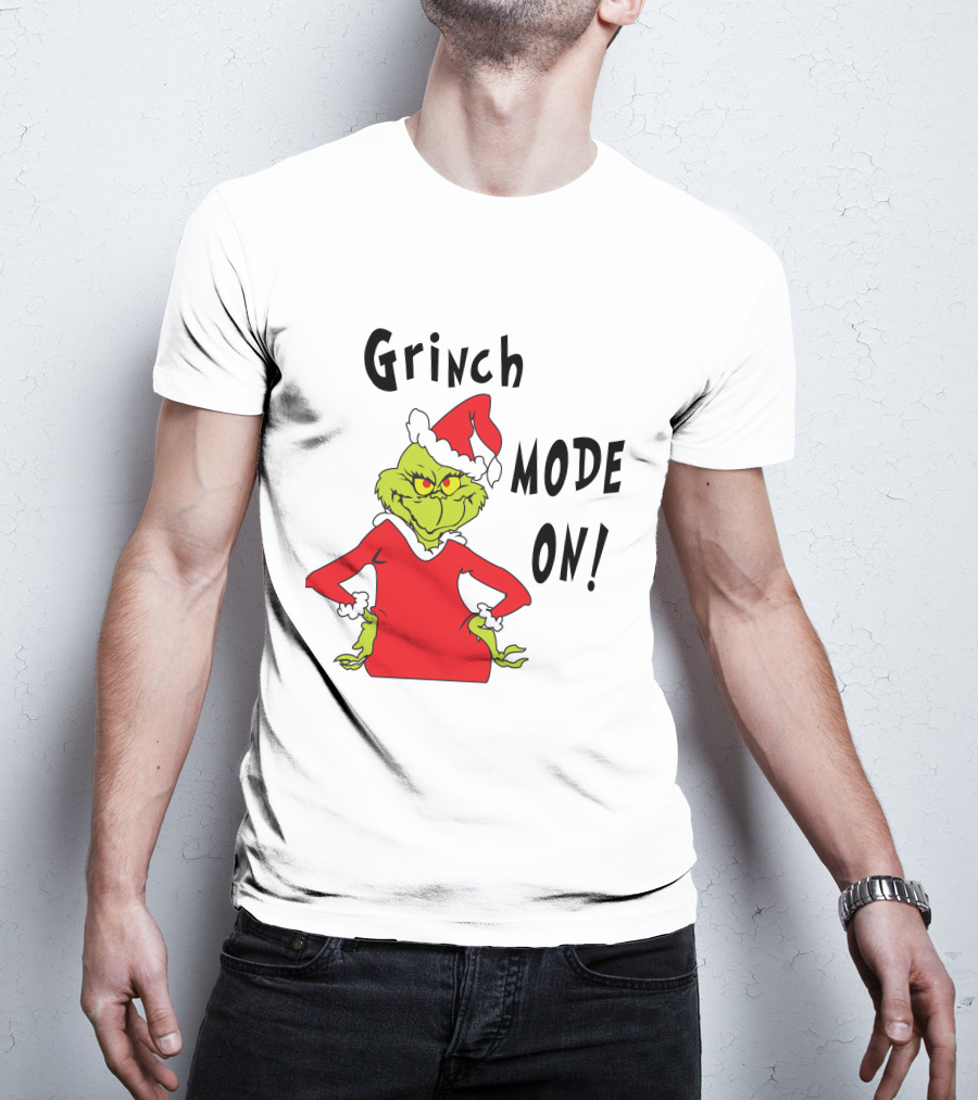 Grinch Mode On Santa Hat Red T-Shirt