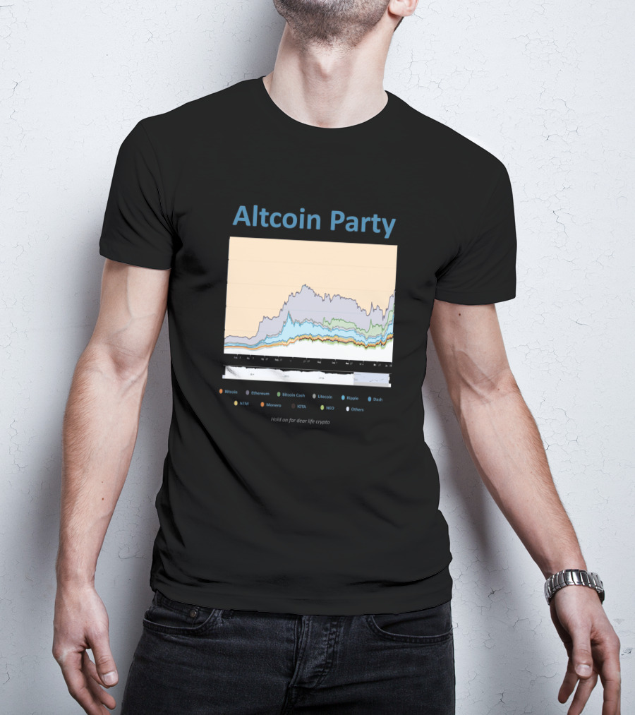 Altcoin Party Hold On For Dear Life Crypto Chart Featuring Bitcoin Ethereum Ripple NEO T-Shirt