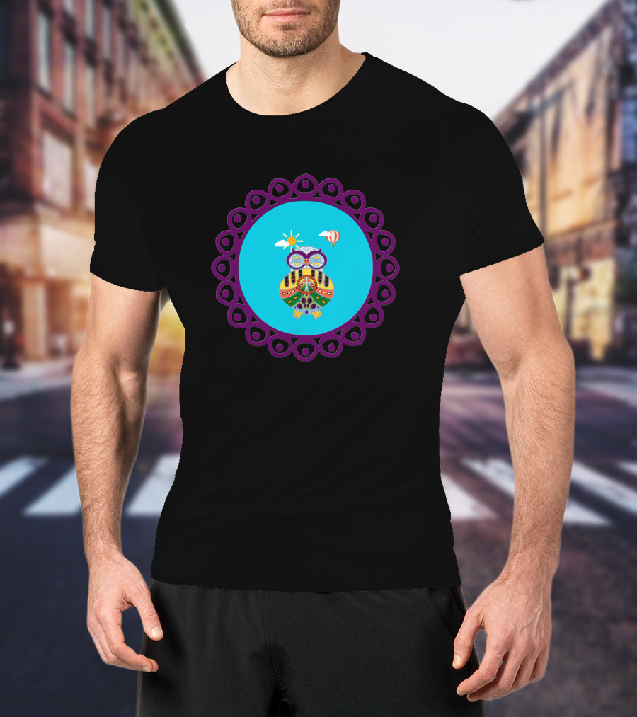 An Ornate Owl Sun Balloon Purple Circle 1402864 T-Shirt