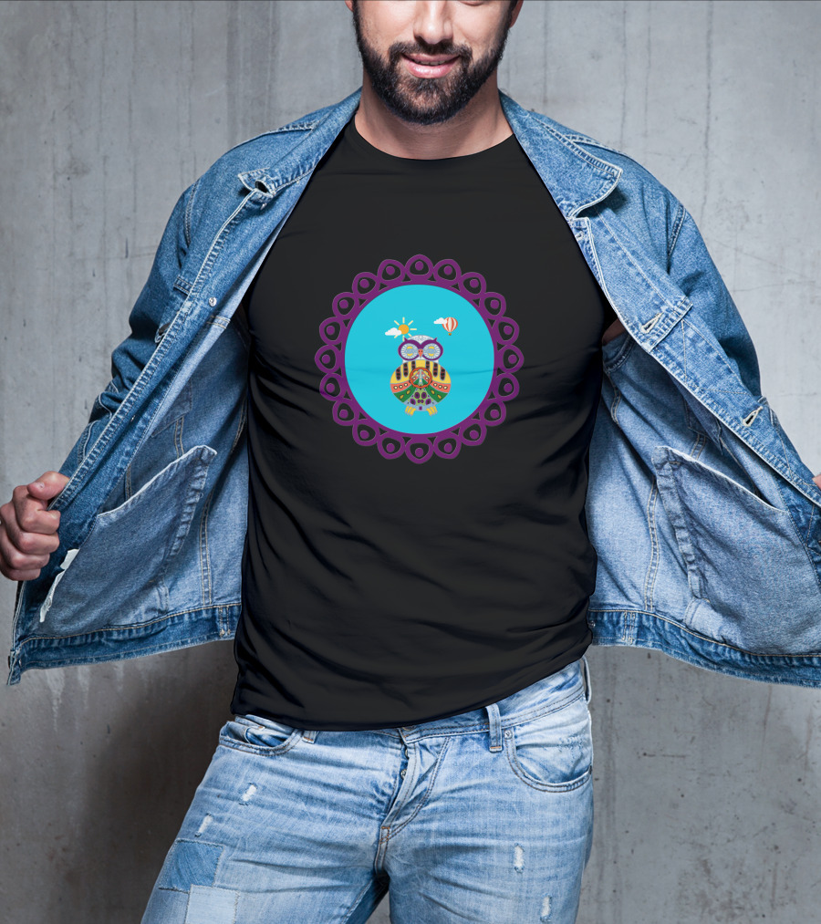 An Ornate Owl Sun Balloon Purple Circle 1402864 T-Shirt