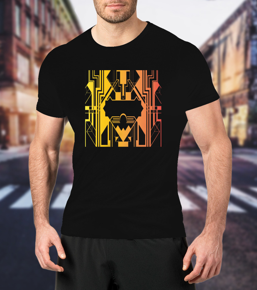 Ar Deco Geometric 444595 Black Orange Yellow T-Shirt